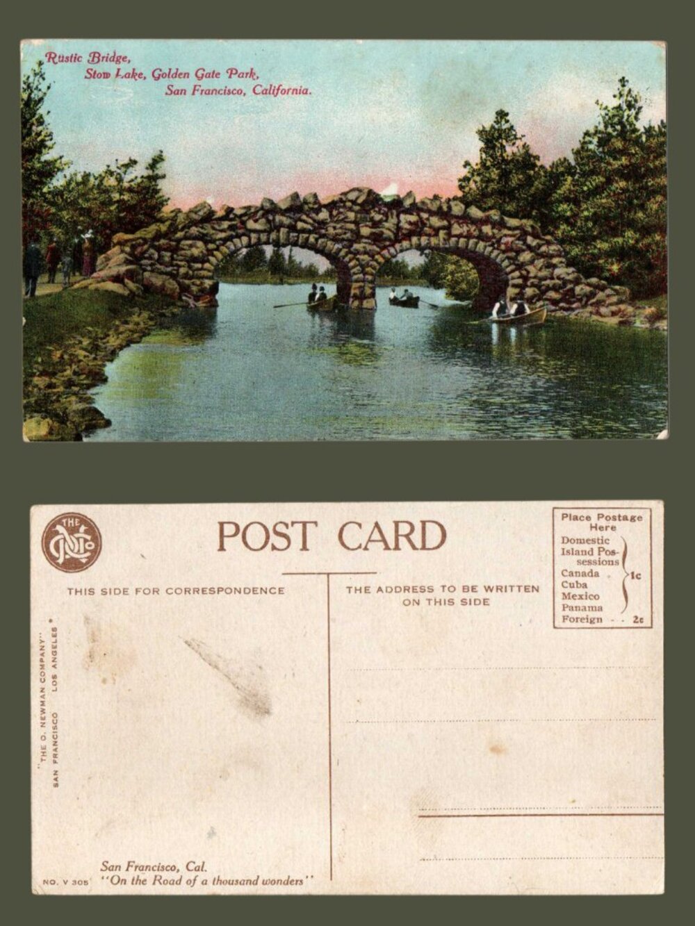 POSTCARD SALE 10/$20 California Golden Gate Park Bridge Over Stow Lake Postcard